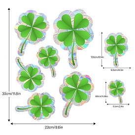 Four Leaf Clover Rainbow Prism Electrostatic Window Stickers, PVC Anti Collision Stickers, for Windows, Glass Doors, Mirrors Decorations