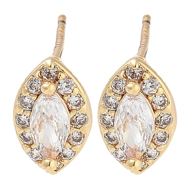 Серьги-гвоздики из латуни с покрытием «конский глаз» из прозрачного кубического циркония, долговечный