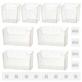 8 ensembles 2 styles boîte de rangement de salle de bain en plastique avec autocollant, rectangle