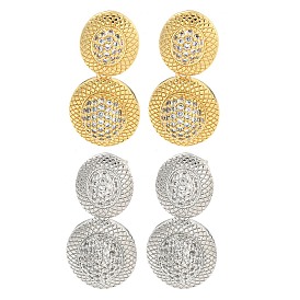 Oval Brass Pave Clear Cubic Zirconia Dangle Stud Earrings