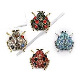 Alloy Rhinestone Brooch for Backpack Clothes, Ladybug, Golden