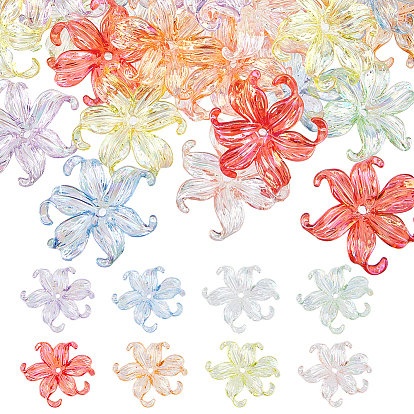 48 шт 8 цвета прозрачные акриловые бусины, Ирис, с покрытием AB цвета