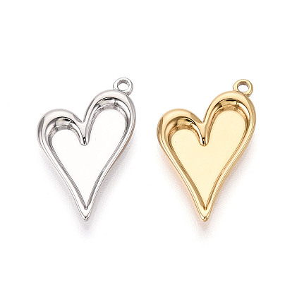 304 Настройки кабошон из нержавеющей стали кулон, ионное покрытие (ip), сердце