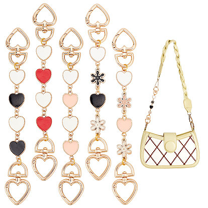 5 шт 5 стиль сердце эмалированные звенья кошелек ремень удлинители, с пружинными кольцами из цинкового сплава