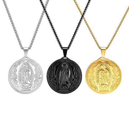 Круглые мужские ожерелья с подвеской из нержавеющей стали с кулоном Святого Михаила