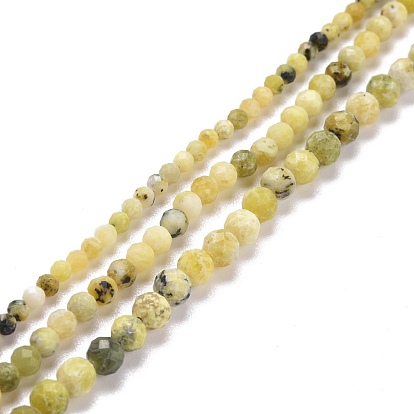 Natural Yellow Turquoise(Jasper) Beads Strands, Faceted, Round
