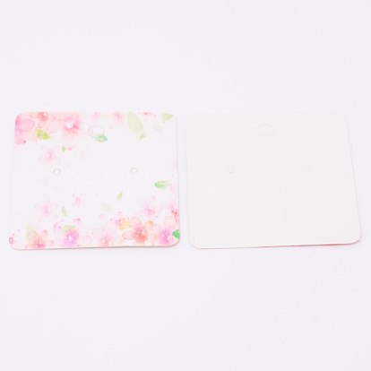 Tarjetas de exhibición de pendientes de cartón blanco, cuadrado con diseño de flores