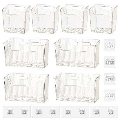 8 ensembles 2 styles boîte de rangement de salle de bain en plastique avec autocollant, rectangle