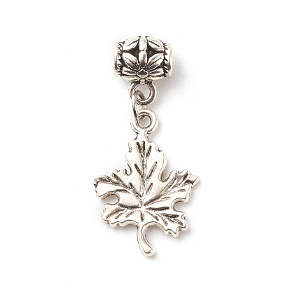 Tibetan Style Alloy Pendants, with 304 Stainless Steel Findings, Maple Leaf