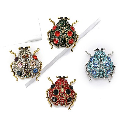 Брошь из сплава со стразами для рюкзака, коровка, золотые