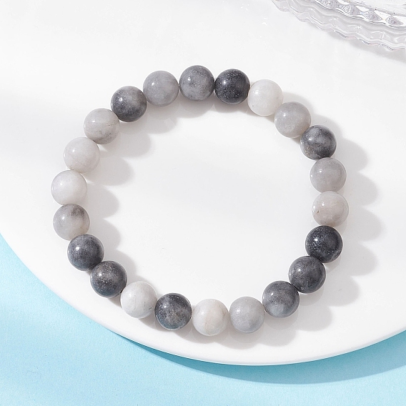 Круглые натуральные бусины ястребиного глаза, эластичные браслеты для женщин