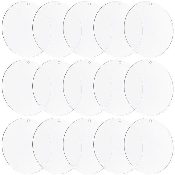 20Pcs Transparent Acrylic Big Pendants, Flat Round