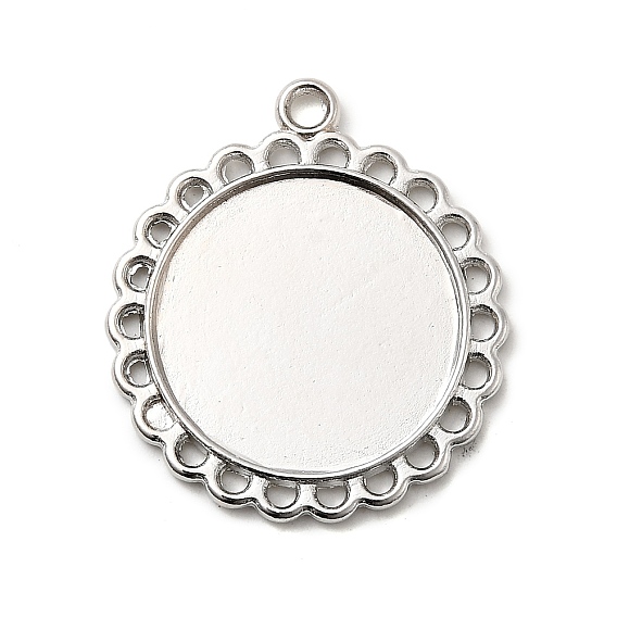 Сеттинги для кулона ( кабошон ), тибетский стиль, без кадмия и без свинца, плоско-круглые, 30x26x2 мм, отверстие : 3 мм