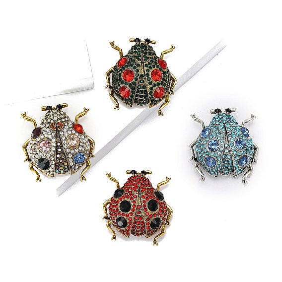 Брошь из сплава со стразами для рюкзака, коровка, золотые