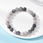 Круглые натуральные бусины ястребиного глаза, эластичные браслеты для женщин
