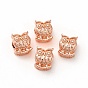 Rack Plating Alloy European Beads, Large Hole Beads, Long-Lasting Plated, Cadmium Free & Lead Free, Owl