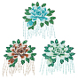 6Pcs 3 Colors Computerized Embroidery Cloth Sew on Patches, Peony Flower Appliques, Ornament Accessories
