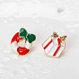 12Pcs 12 Style Christmas Tree & Santa Claus & Candy Cane & Sock Enamel Pins, Golden Alloy Brooches for Backpack Clothes