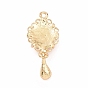 Alloy Cameo Oval Resin Pendants, Woman Lady Head Charms, Golden, with Glass