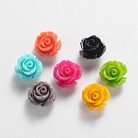 Synthetic Coral Beads, Flower, Dyed