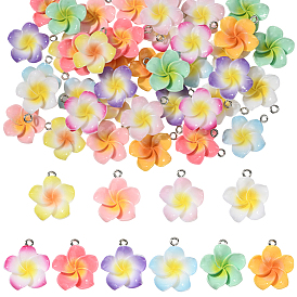 40 шт 10 стили подвески из непрозрачной смолы, плюмерия красная, с платиновой петлей, два тона