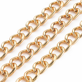 Brass & Iron Curb Chains, Faceted, with Spool, Unwelded