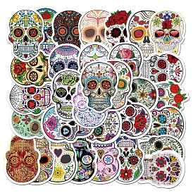 Tatuajes de arte de cuerpo luminoso de tema de halloween pegatinas, pegatinas de papel de tatuajes temporales removibles, cráneo