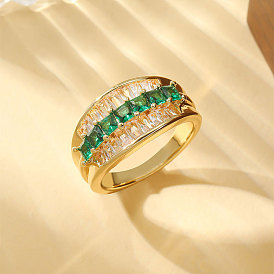 Brass Micro Pave Cubic Zirconia Finger Rings for Women