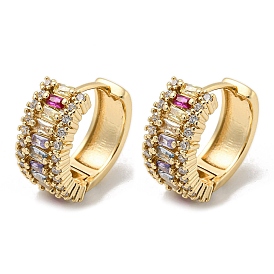 Brass with Colorful Cubic Zirconia Hoop Earrings