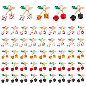 Alloy Rhinestone Pendants, Cherry, Golden