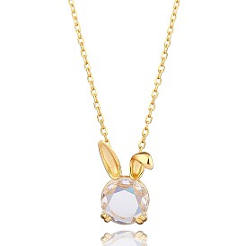 Ожерелье с кулоном в виде кролика из прозрачного кубического циркония, 925 серебро 2023 новый год кролика ювелирные изделия для женщин