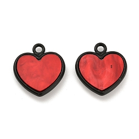 Rack Plating Alloy Pendants with Cellulose Acetate , Heart Charms