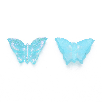 Resin Cabochons, with Glitter Powder, Butterfly