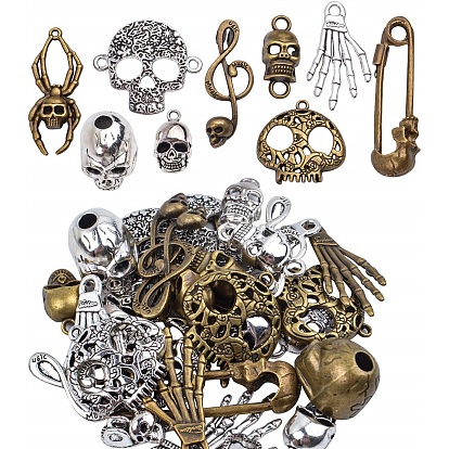 Tibetan Style Alloy Pendants, Skull