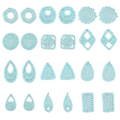 Resin Pendants, Imitation Woven Rattan Pattern, Mixed Shapes