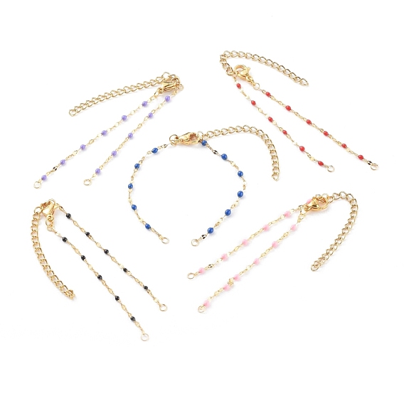 304 звенья браслетов из нержавеющей стали, с эмалью, золотые