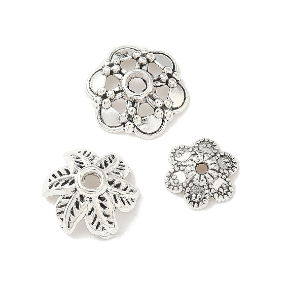 Тибетском стиле сплав шарик крышки, без кадмия и без свинца, цветок