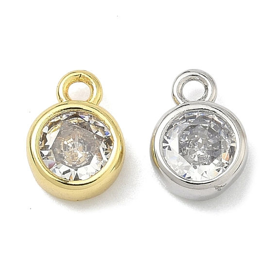 Латунь с подвесками из прозрачного кубического циркония, круглые подвески, без кадмия и без свинца, долговечный, стойки покрытие