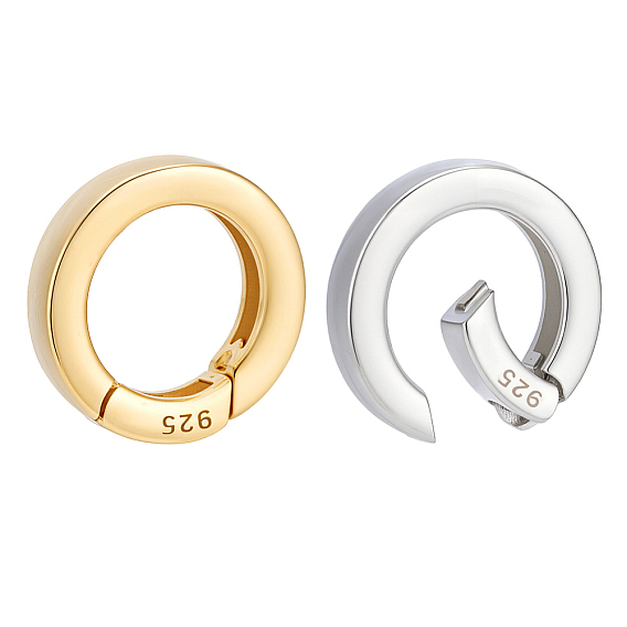 2шт. 2 цвета 925 кольца для пружинных ворот из стерлингового серебра с 925 клеймом