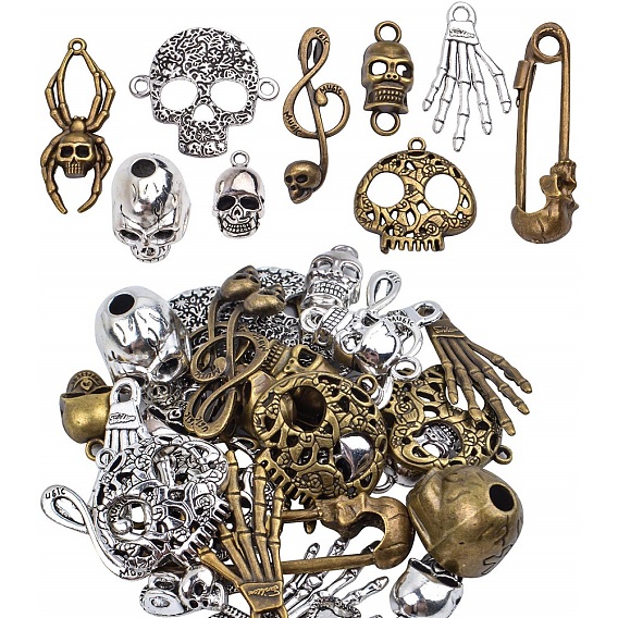 Tibetan Style Alloy Pendants, Skull