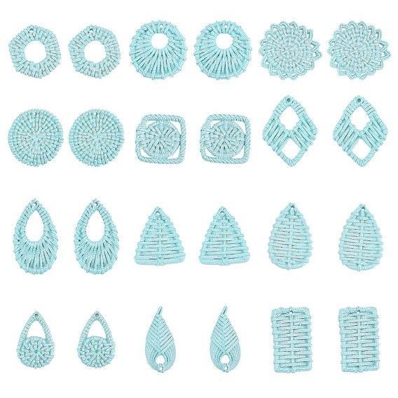 Resin Pendants, Imitation Woven Rattan Pattern, Mixed Shapes