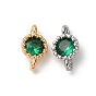 Подвески-соединители из латуни с зелеными кубическими цирконами, плоские круглые ссылки