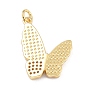 Brass Micro Pave Cubic Zirconia Pendants, with Gemstone, Real 18K Gold Plated, Buttefly