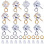 12 шт. 2 цветная латунь с прозрачным кубическим цирконием конусная фурнитура для сережек-гвоздиков, с горизонтальными петлями и открытыми кольцами из нержавеющей стали, шт. 20 и пластиковыми ушками, шт.