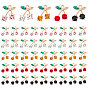 Alloy Rhinestone Pendants, Cherry, Golden