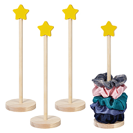 Wood Organizer Display Riser Holder, Scrunchie Holders, Star