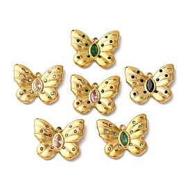 304 из нержавеющей стали горный хрусталь подвески, бабочки прелести, вакуумное покрытие pvd, реальный 18 k позолоченный