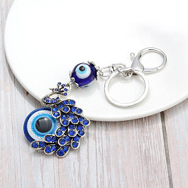 Peacock Keychain Sapphire Devil's Eye Keychain Car Key Pendant Jewelry