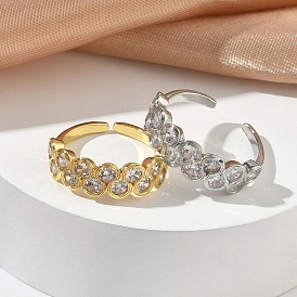 Открытые кольца манжеты из латуни с микропаве и кубическим цирконием, круглые, без кадмия и без свинца, стойки покрытие, долговечный