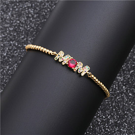 Adjustable Braided Bracelet with Micro Pave Zirconia Stones and Colorful CZ Chain in Gift Box for Mother's Day